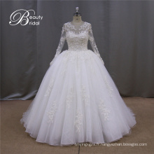 Robes de mariée cristal boule manches longues paillettes robe de mariée